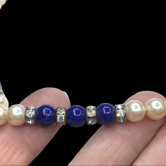 🌺Vintage Pearl & Lapis Necklace - Picture 13 of 15